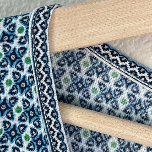 Max Studio Womens Plus 2X Blue Green Printed Blouse Tie Sleeve Stretch Tunic Top - Picture 10 of 11